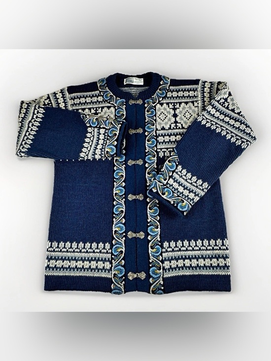 Siril Sweater Shop Sweaters - Vintage Siril Norway 100% Wool Cardigan Womens L** Nordic Fair Isle Metal Clasp
